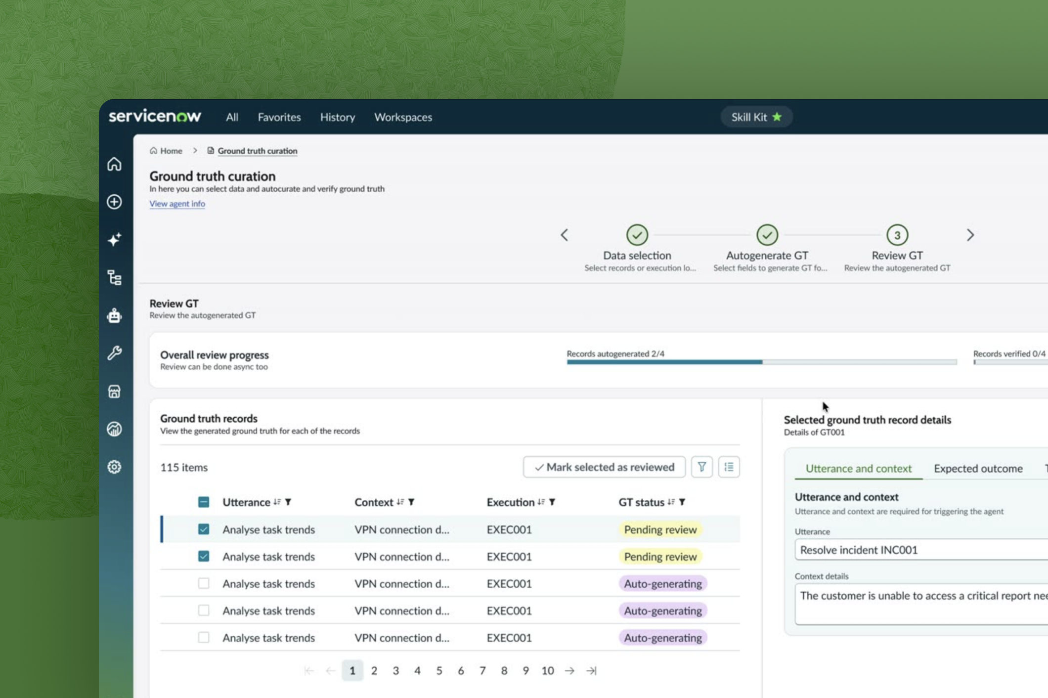 Ground truth based agentic evaluation, ServiceNow